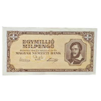 1946 1 millió Pengő F bankjegy Numizmatika - bankjegyek