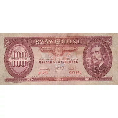 1949 100 forint bankjegy ferdén nyomott hátlappal Numizmatika-bankjegyek