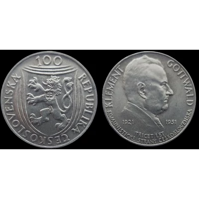 1951 100 Korona Csehszlovák ezüst érme