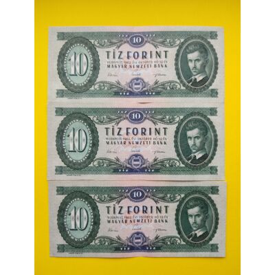 1962 10 forint bankjegy 3 db sorszámkövető Numizmatika-bankjegyek