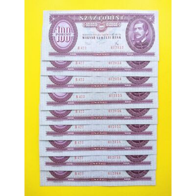 1975 100 forint 9 db sorszámkövető extra fine bankjegy Numizmatika-bankjegyek