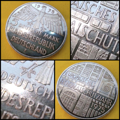 1975 NSZK ezüst emlék 5 márka érme F verdejel