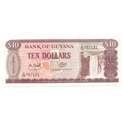 1992 Guyana 10 Dollár UNC bankjegy. Sorszámkövető is lehet! Numizmatika - bankjegyek