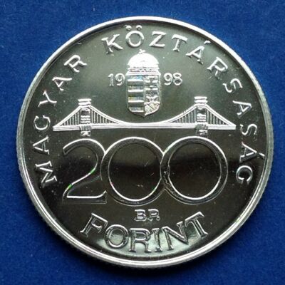 1998 200 forint BU ezüst érme UNC. Ritka! 7000 vert darab!