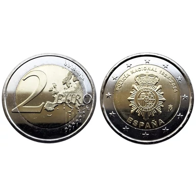 2024 2 Euro UNC emlékérme Spanyolország Nemzeti Rendőrség 200 éves évfordulója