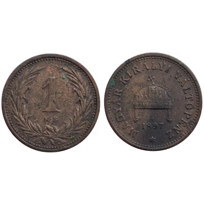 1897 1 Fillér bronz forgalmi érme