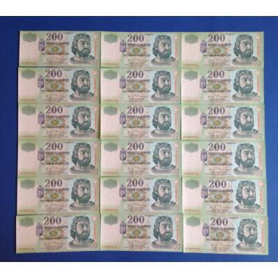 2004 200 forint FB 18 db sorszámkövető aUNC-UNC bankjegy Numizmatika-bankjegyek