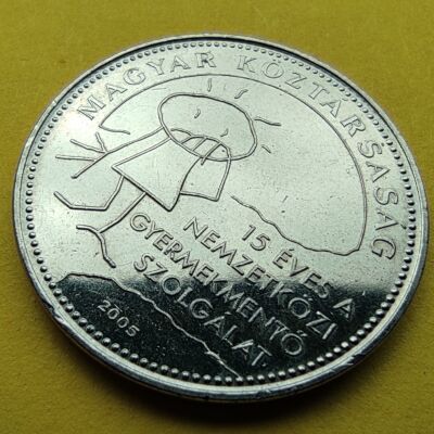 2005 50 forint Nemzetközi gyermekmentő szolgálat verdefényes emlékérme rollniból Numizmatika - Érmék, érme