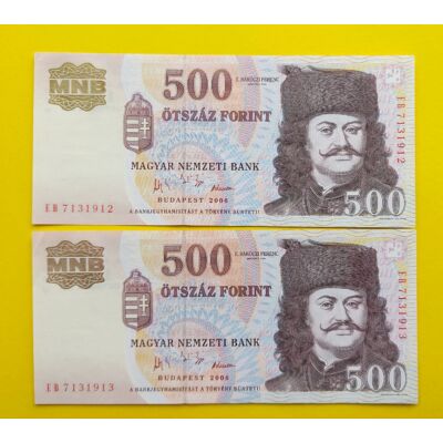 2006 500 forint 2 db sorszámkövető aUNC bankjegy