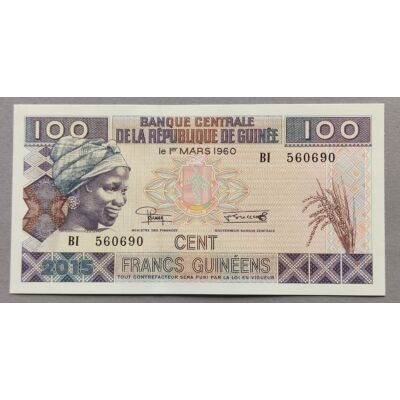 2015 Guinea 100 Francs UNC bankjegy