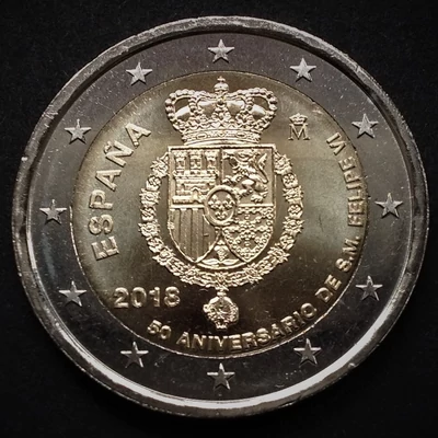 2018 2 Euro UNC emlékérme Spanyolország VI. Fülöp király 50. születésnapja