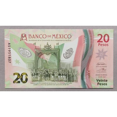 2021 Mexikó 5 Pesos UNC bankjegy