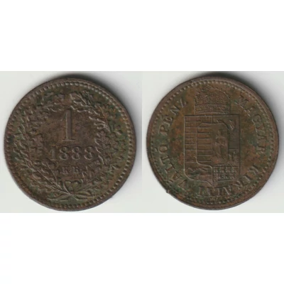 1888 1 krajcár réz érme, középcímer