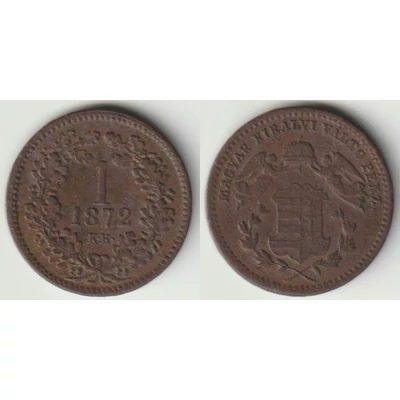 1872 1 krajcár réz érme, angyalos Körmöcbányai veret
