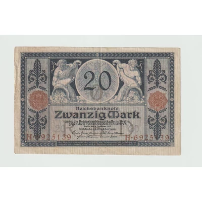 1915 20 Márka bankjegy Németország