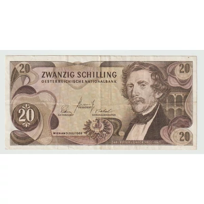 1967 20 Schilling bankjegy Ausztria