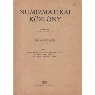 Numizmatikai Közlöny – 1963–1964 (LXII–LXIII. évfolyam)