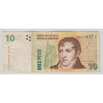 2016 10 Pesos bankjegy Argentína