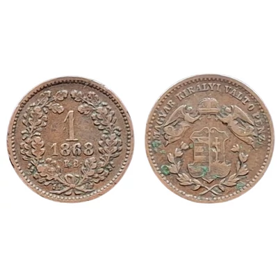 1868 1 krajcár réz érme, angyalos Körmöcbányai veret
