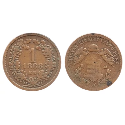 1868 1 krajcár réz érme, angyalos Körmöcbányai veret
