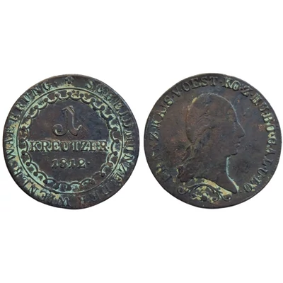 1812 1 Krajcár I. Ferenc "B" verdejel réz érme