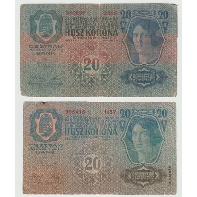 1913 20 korona bankjegy Numizmatika-bankjegyek