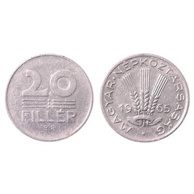 1965 20 Fillér forgalmi érme, verdefényes