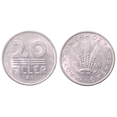 1969 20 Fillér forgalmi érme, verdefényes
