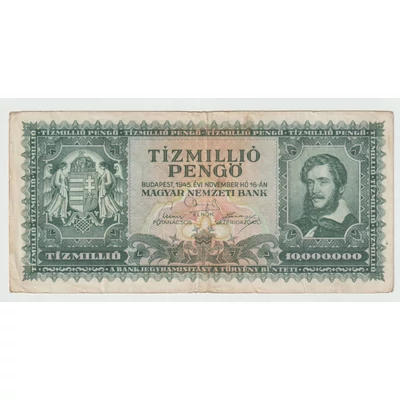 1945 10 millió Pengő bankjegy 