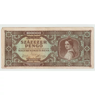 1945 100 ezer Pengő bankjegy VF