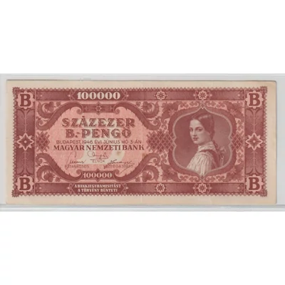 1945 100 ezer B-Pengő bankjegy 