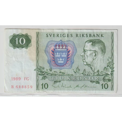 1989 10 korona bankjegy (Svédország) VF