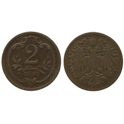 1895 2 Heller bronz érme