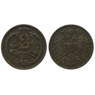 1895 2 Heller bronz érme