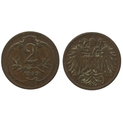1899 2 Heller bronz érme