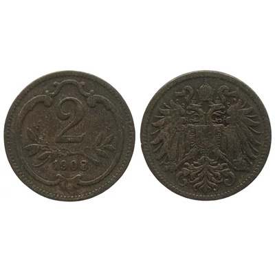 1908 2 Heller bronz érme
