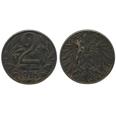 1918 2 Heller Osztrák forgalmi érme