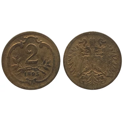 1895 2 Heller bronz érme
