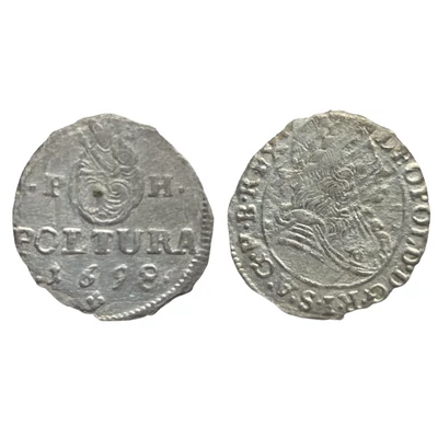 1698 I. Lipót poltura ezüst érme PH - Éh 1093