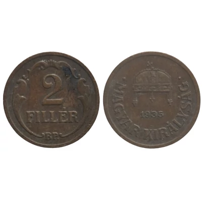 1935 2 Fillér – Bronz forgalmi érme