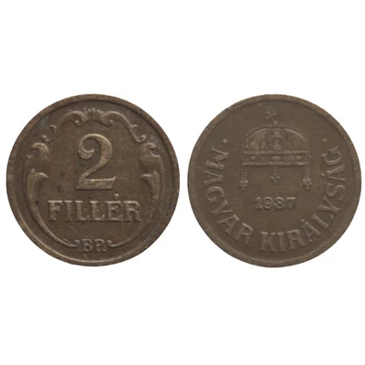 1937-es 2 Fillér – Bronz forgalmi érme