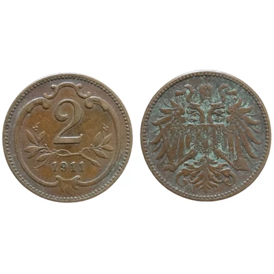 1911 2 Heller bronz érme