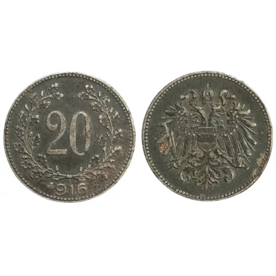 1916 20 Heller Osztrák forgalmi érme