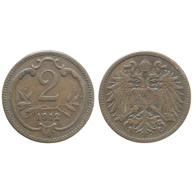1912 2 Heller bronz érme