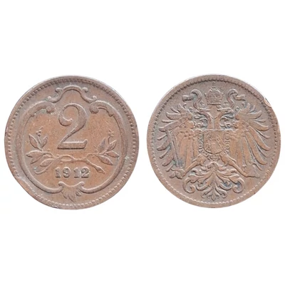1912 2 Heller bronz érme