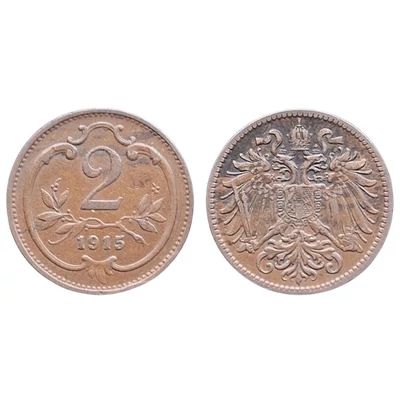 1915 2 Heller bronz érme