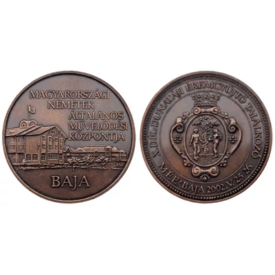 2002 MÉE Bajai Csoport I. DÉL-DUNÁNTÚLI ÉREMGYŰJTŐ TALÁLKOZÓ emlékérme Piefort 61,83 g Dupla vastag - Ritka! Mindössze 50 db!