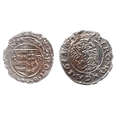 1618-as II. Mátyás ezüst denár – K-B verdejelű, Madonna ábrázolással