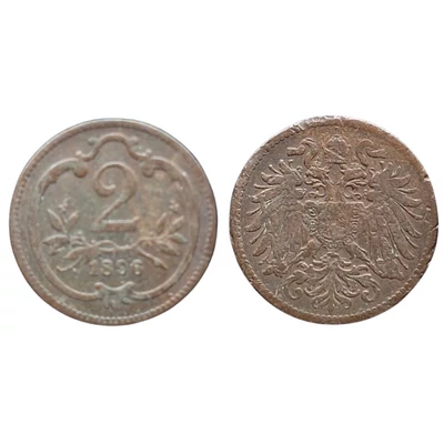 1896 2 Heller bronz érme