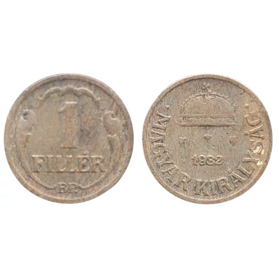 1932-es 1 Fillér – Horthy-kori bronz érme